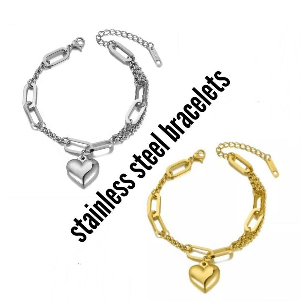 Beautiful Chunky Hearts & Links Bracelets - Stainless Steel